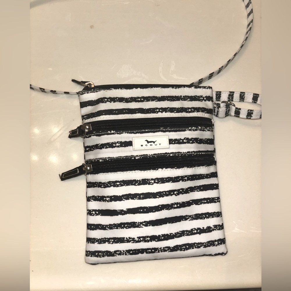 Black and White Striped Scout Bag